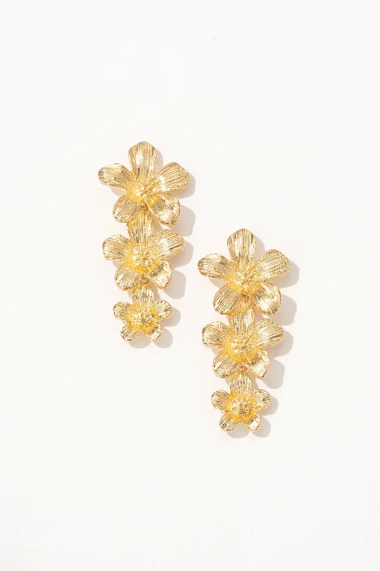 Minimalist Earrings-Golden Trio Floral Earrings