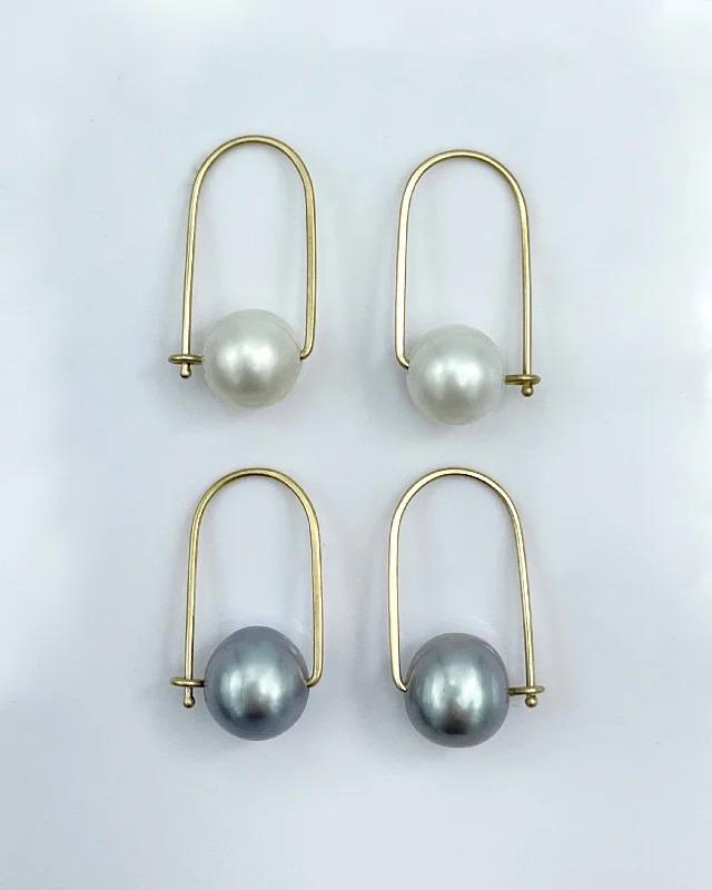 Round Gemstone Earrings-Carla Caruso Pearl Arch Earrings