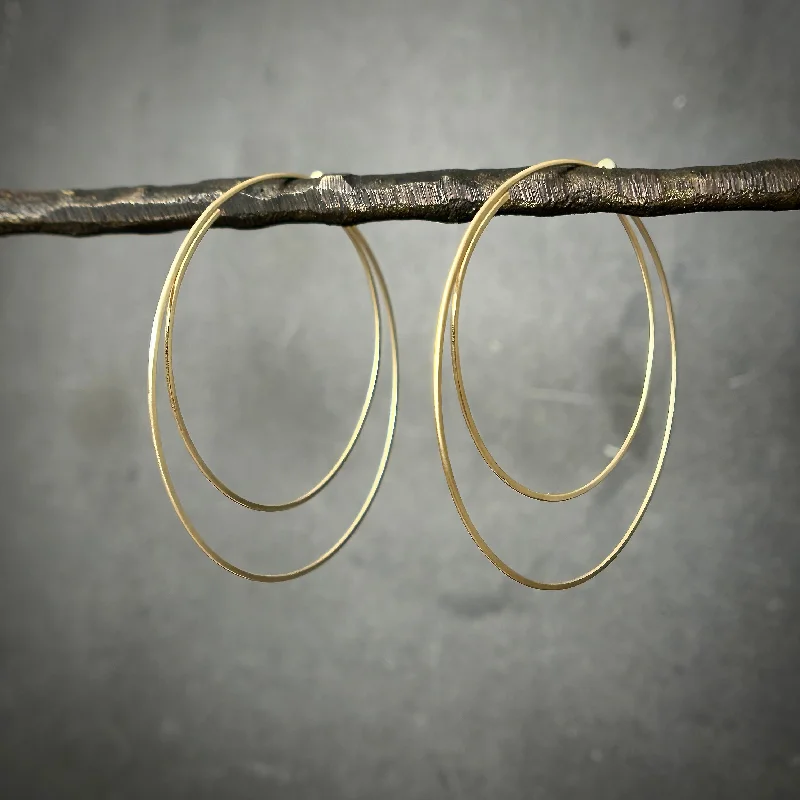 Geometric Earrings-14k Open Moon Hoops