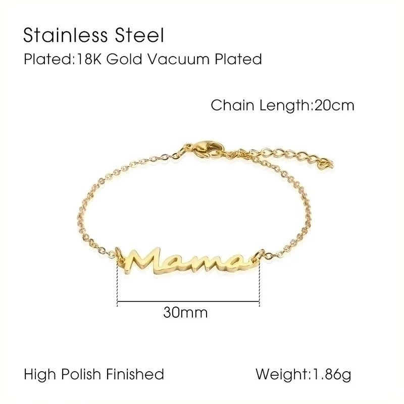 Engraved Necklaces-Wholesale Simple English Letters Gold-plated Titanium Steel Bracelet