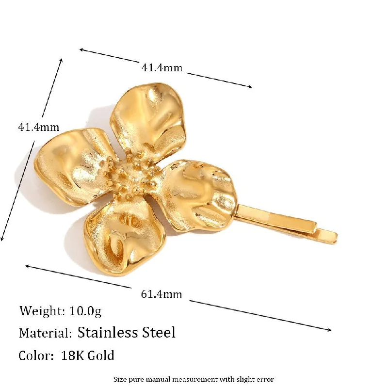 Heavy Metal Wind Flower Hair Clip - Gold