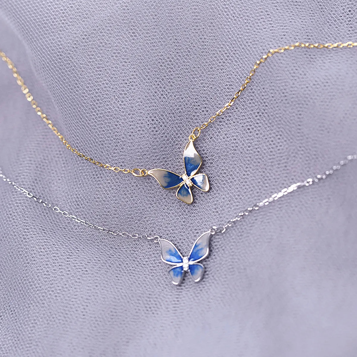 Birthstone Necklaces-Elegant Butterfly Sterling Silver Plating Pendant Necklace