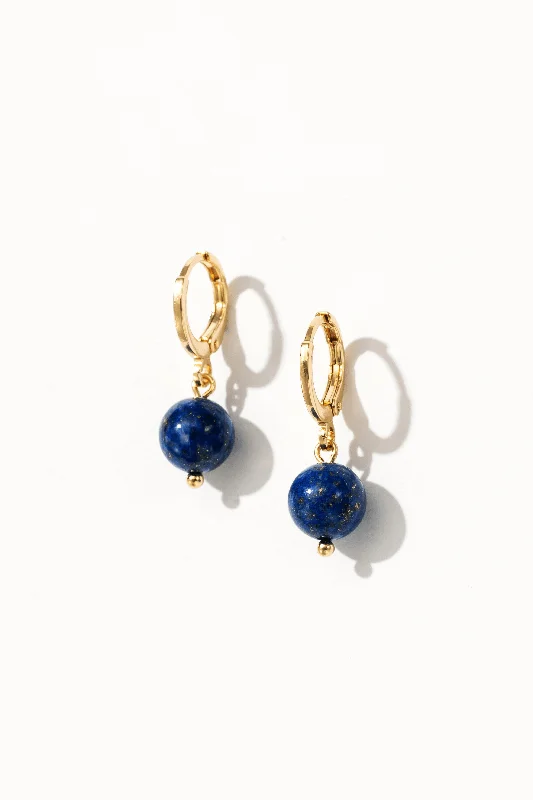 Pearl Cluster Earrings-Lapis Drop Huggie Earrings