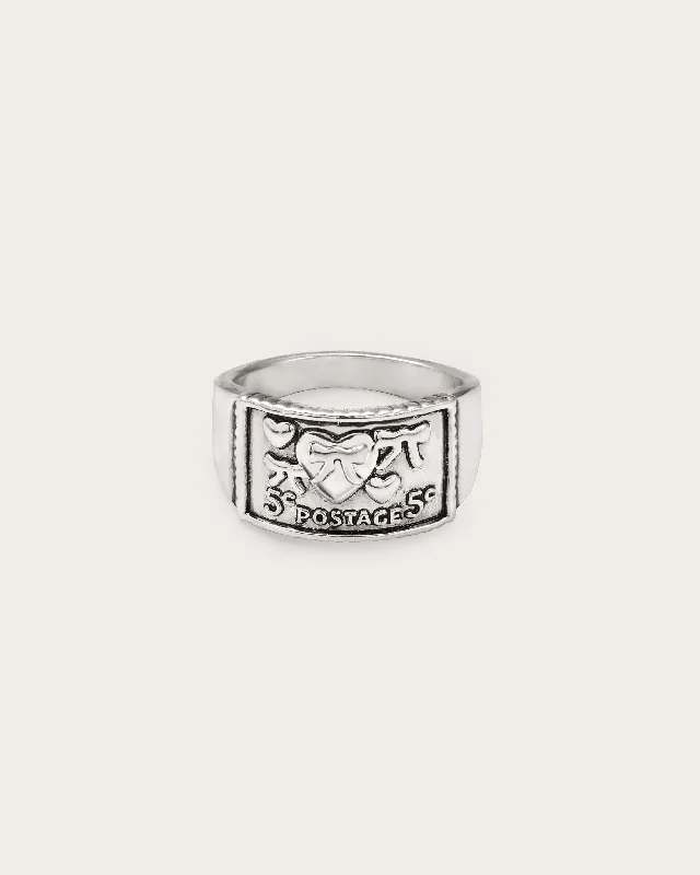 Contemporary Rings-Lovers Sign Postage Ring