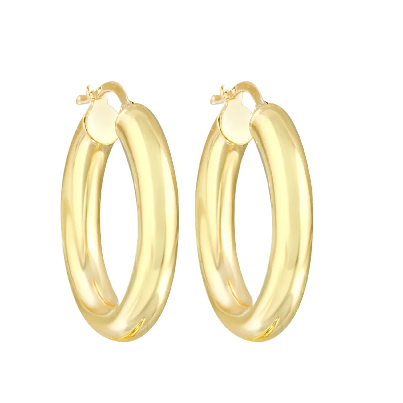 Gold Earrings-14k Gold Small Thick Hoop Earrings