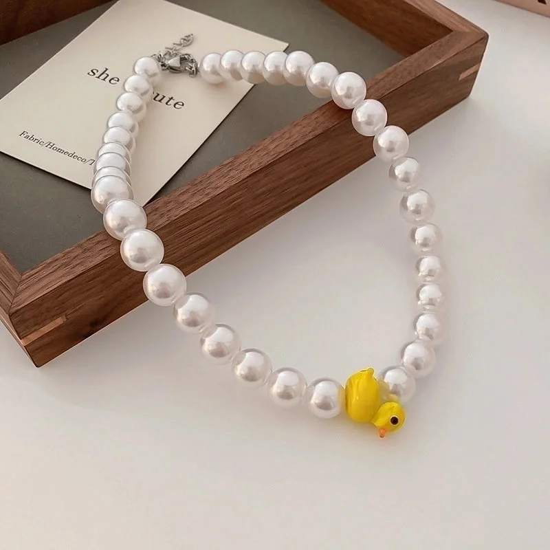 12# Necklace-White Small Yellow Duck