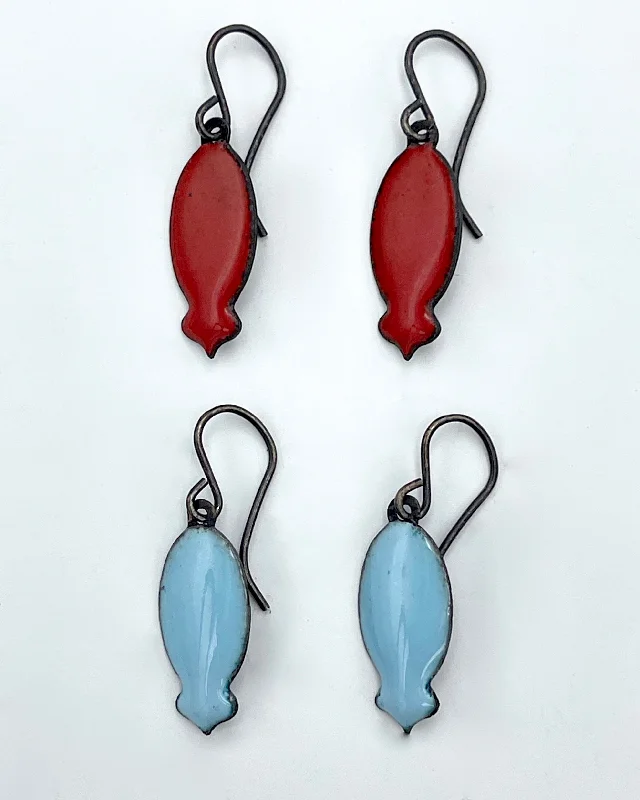 Funky Earrings-Small Laser Oval Enamel Earrings