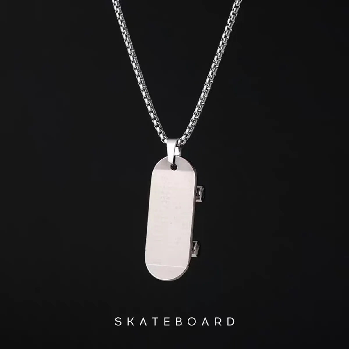 Stainless Steel Necklaces-Hip-Hop Skateboard Alloy Men'S Pendant Necklace