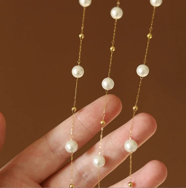 L55-18K Gold-Artificial Pearls