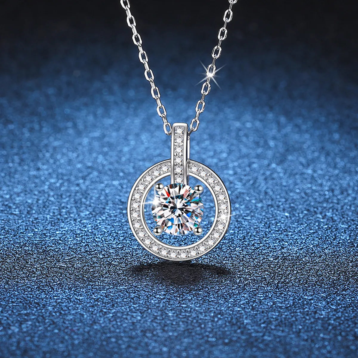 Luxury Diamond Necklaces-Elegant Luxurious Sweet Round Sterling Silver Inlay Zircon White Gold Plated Necklace Pendant