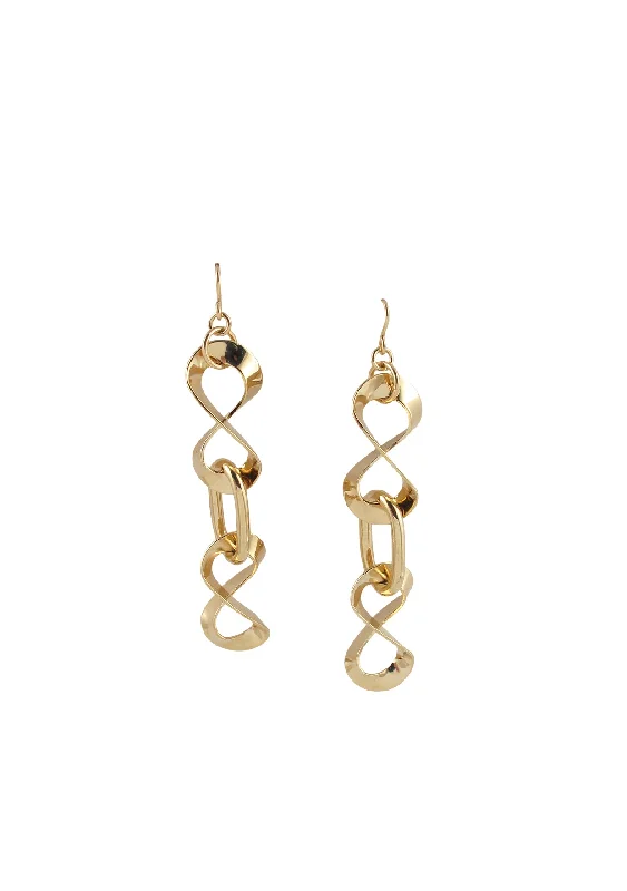 Cute Stud Earrings-Gold Infinity Chain Earrings