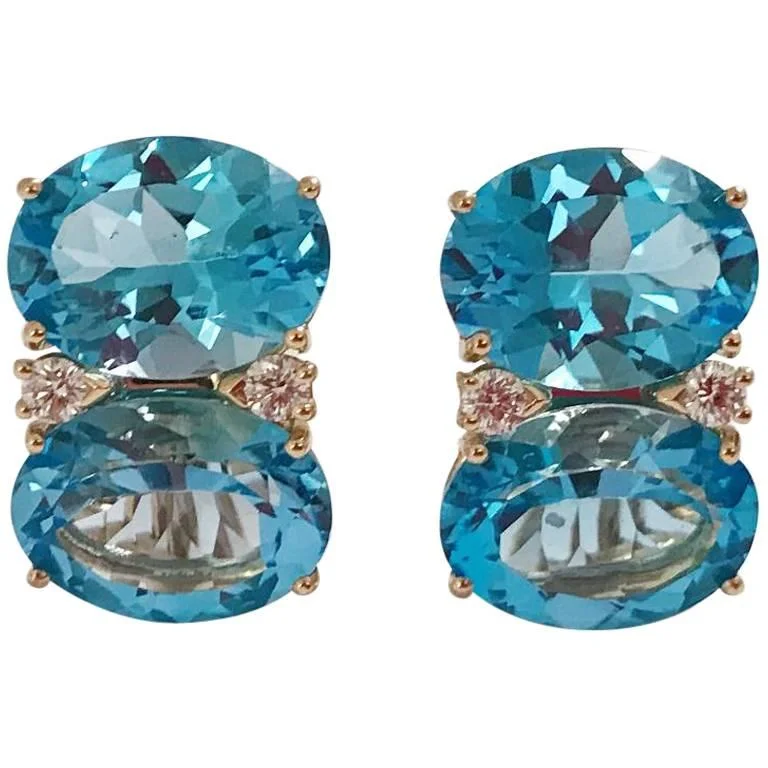 Trendy Drop Earrings-Grande GUM DROP™ earrings With Blue Topaz and Diamonds