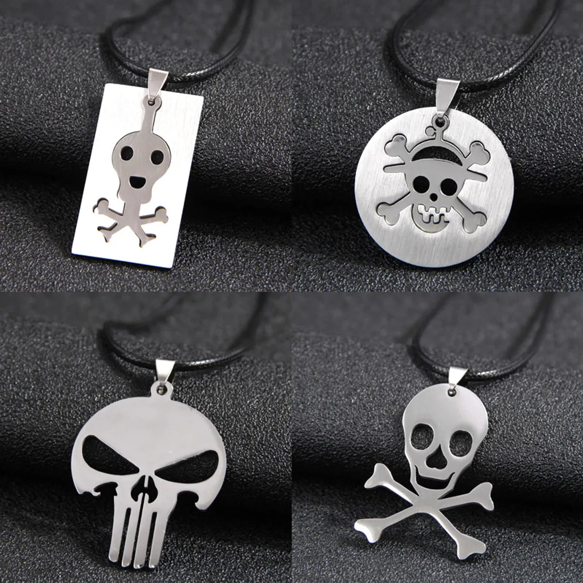 Chunky Necklaces-Hip-Hop Guitar Skull Stainless Steel Men'S Pendant Necklace