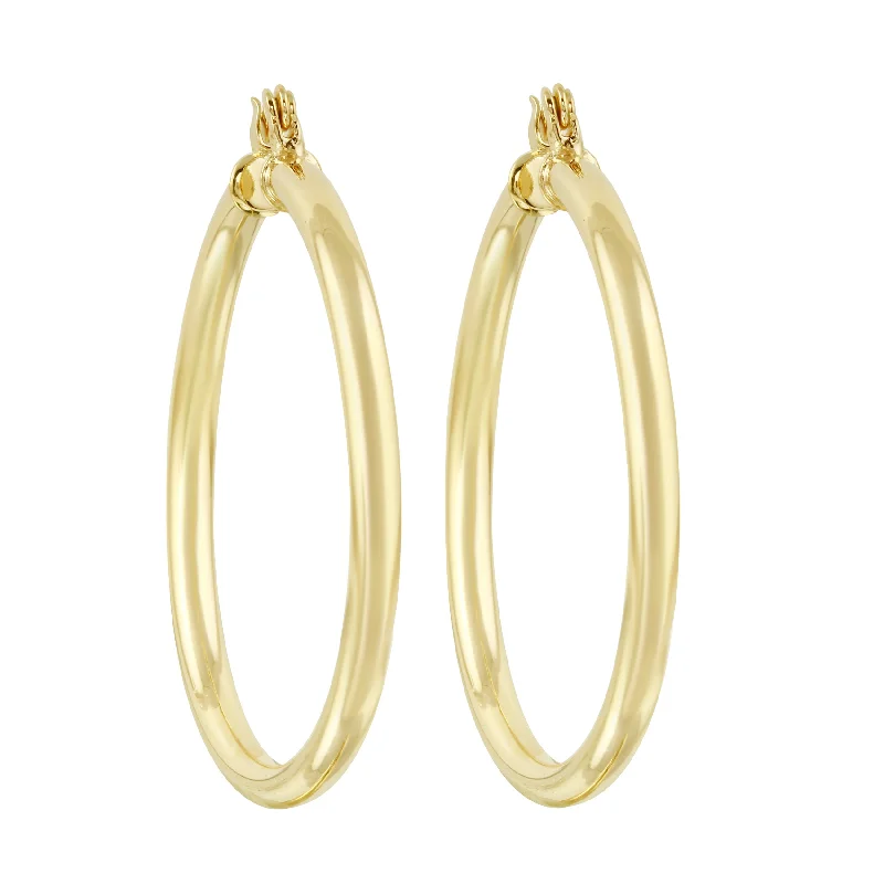 Golden Drop Earrings-Large Slim Lever Back Hoop Earrings