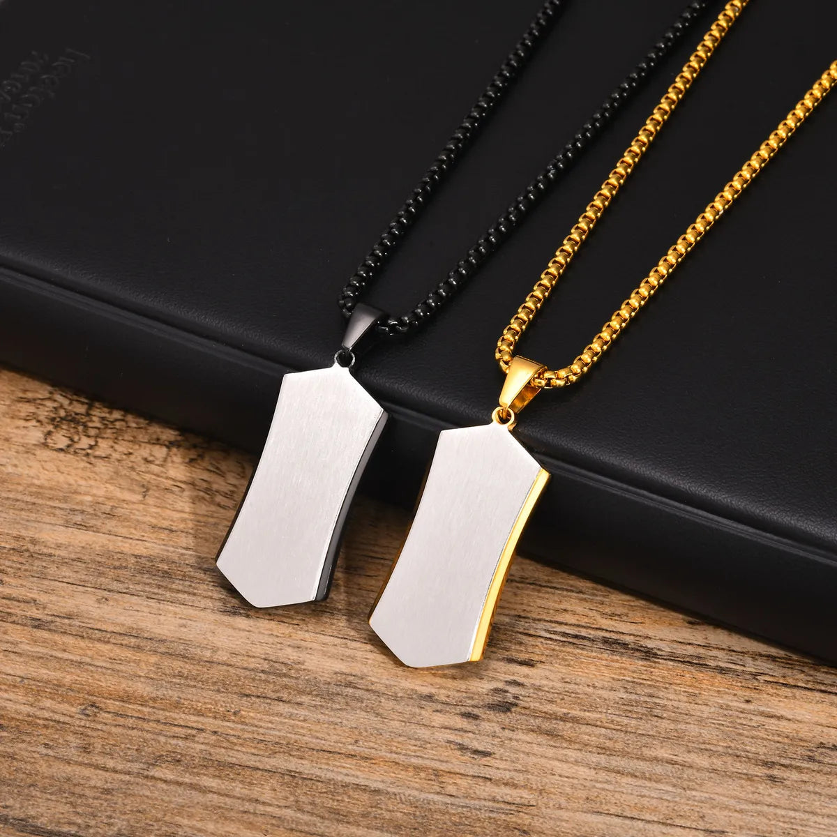 Simple Pendant Necklaces-Simple Style Geometric Stainless Steel 18k Gold Plated Men's Pendant Necklace