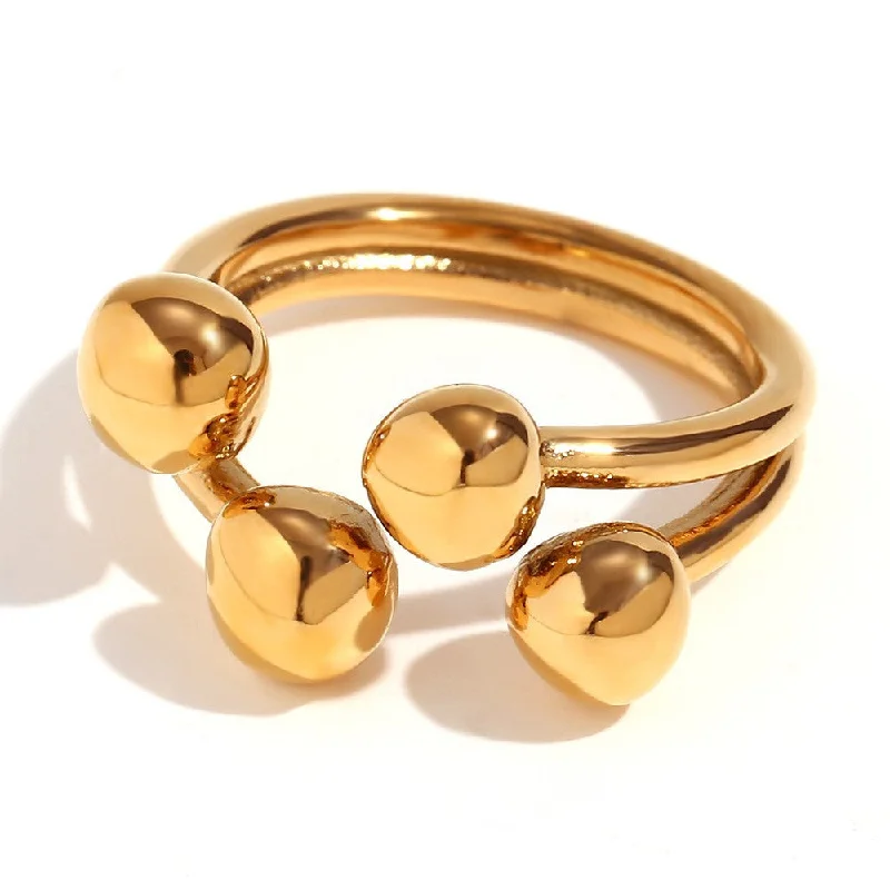 Open circular floral ring - gold