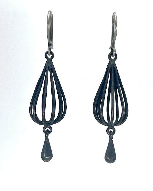 Gemstone Dangle Earrings-Wire Cage Droplet Earrings