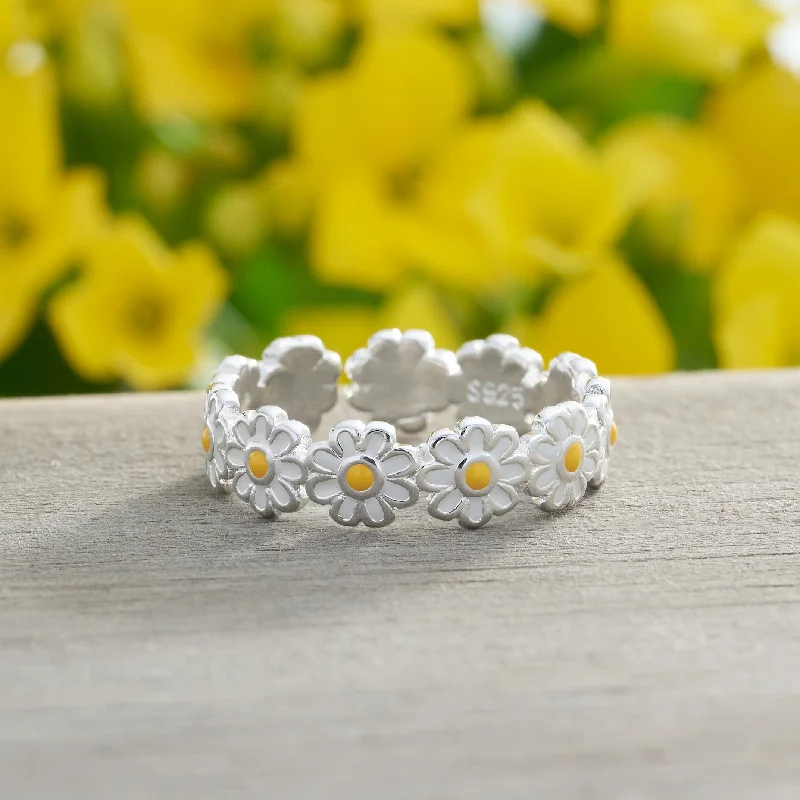 Matching Couple Rings-Sterling Silver Daisy Ring