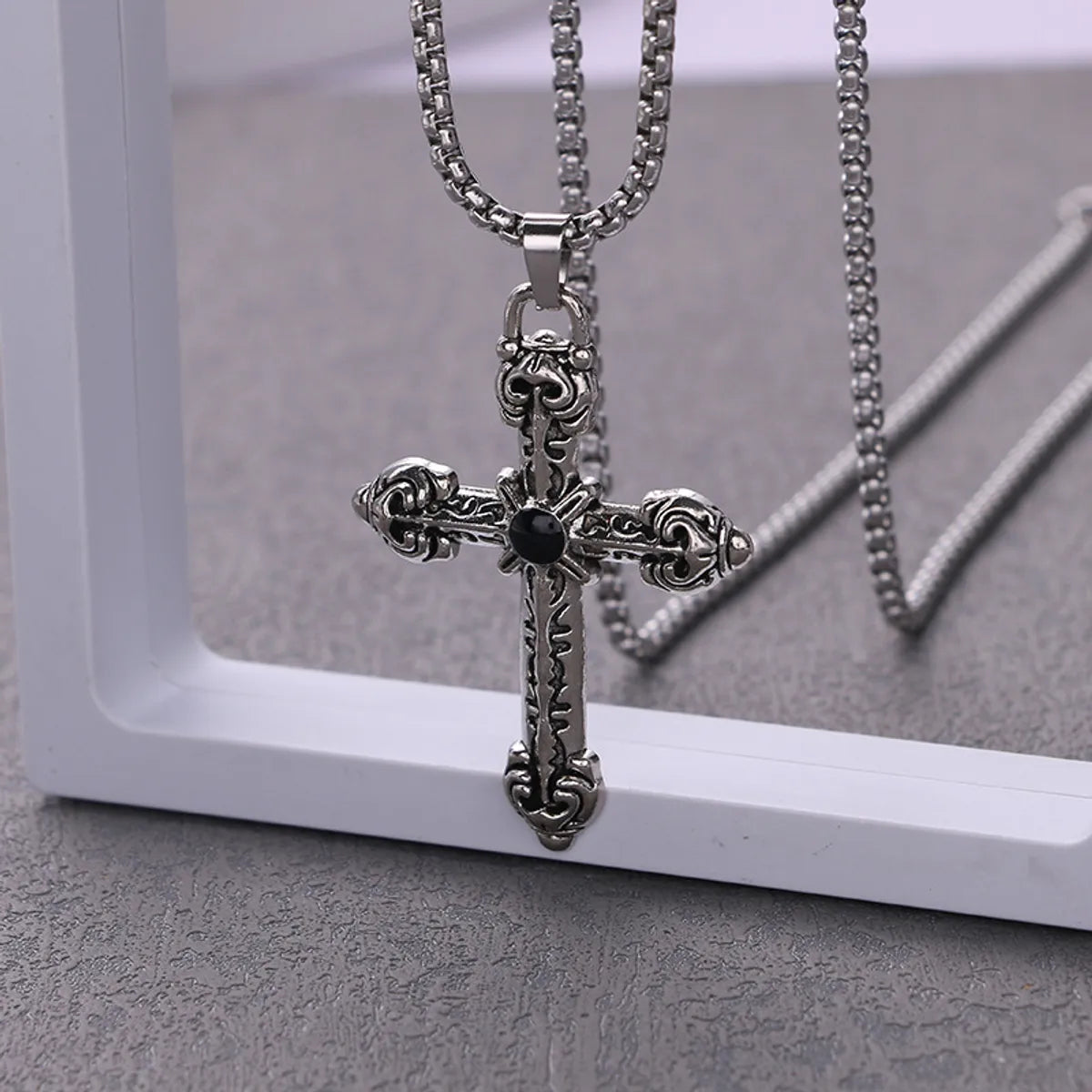 Heart Pendant Necklaces-Hip-Hop Cross Stainless Steel Alloy Plating Gold Plated Men'S Pendant Necklace