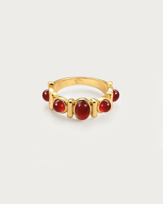 Birthstone Promise Rings-Carnelian Stone Band Ring