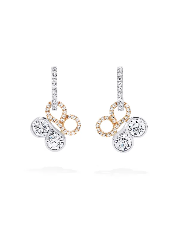 Gold Plated Earrings-Be Boodles Platinum and Rose Gold Diamond Earrings