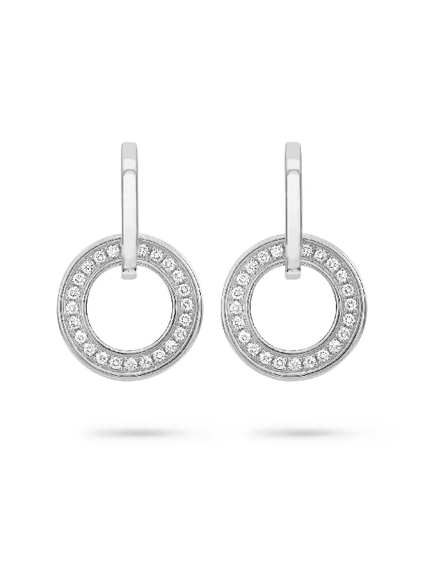 Zircon Earrings-Roulette Classic White Gold Diamond Earrings