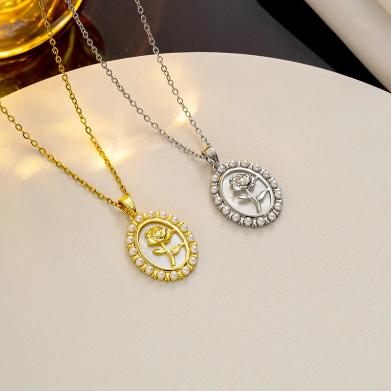 High-End Necklaces-Korean Circle Geometric Titanium Steel 18K Gold Plated Necklaces