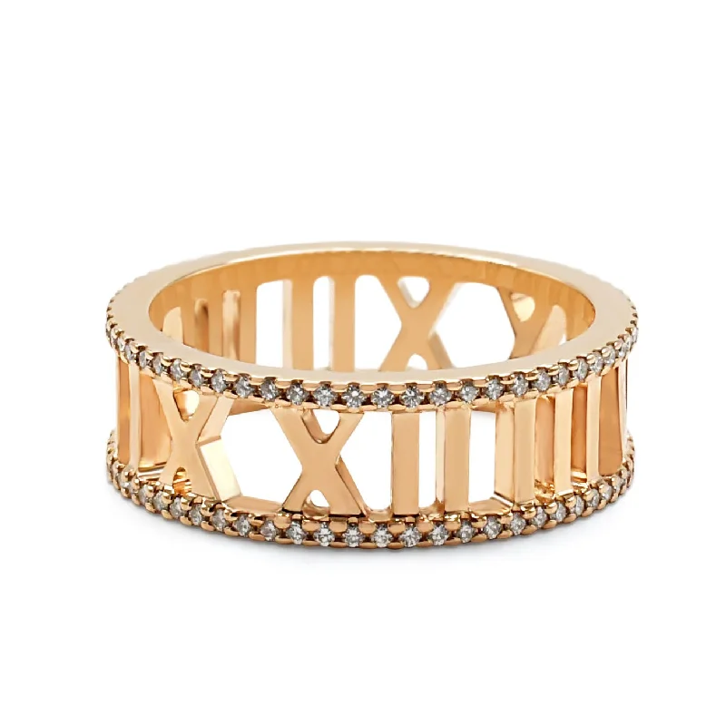 Stacking Diamond Rings-Tiffany Full Brilliant Cut Diamond Atlas Band Ring - 18ct Rose Gold