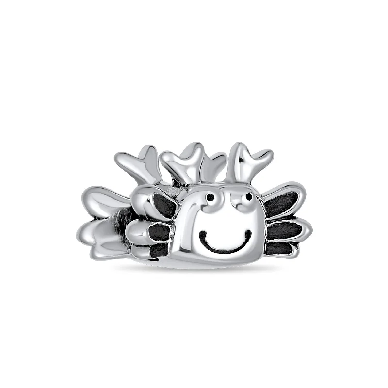 Customizable Charm Bracelets-Nautical Travel Charm Bead Sterling Silver Crab for European Bracelet