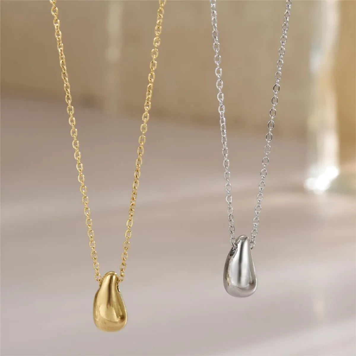 Zodiac Necklaces-Vintage Style Water Droplets Stainless Steel Plating 18k Gold Plated Pendant Necklace