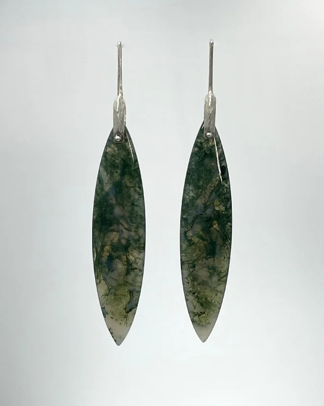 Large Drop Earrings-Heather Guidero Moss Agate Earrings