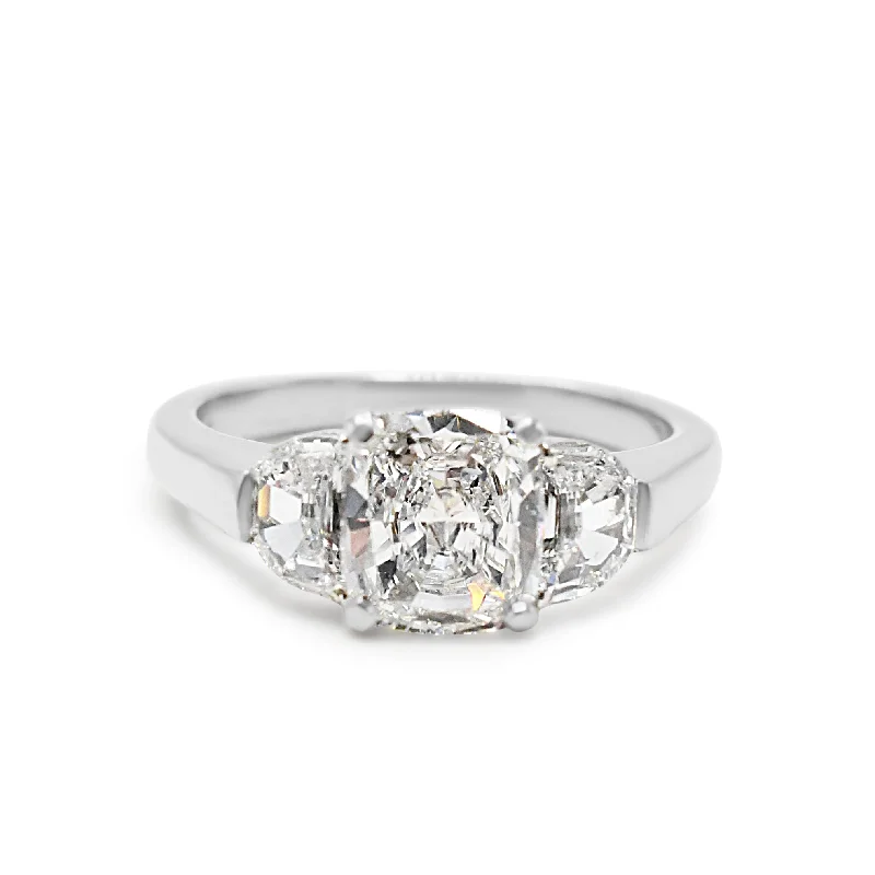 Mixed Metal Engagement Rings-GIA Certificated Cushion Modified Brilliant Cut Diamond Ring