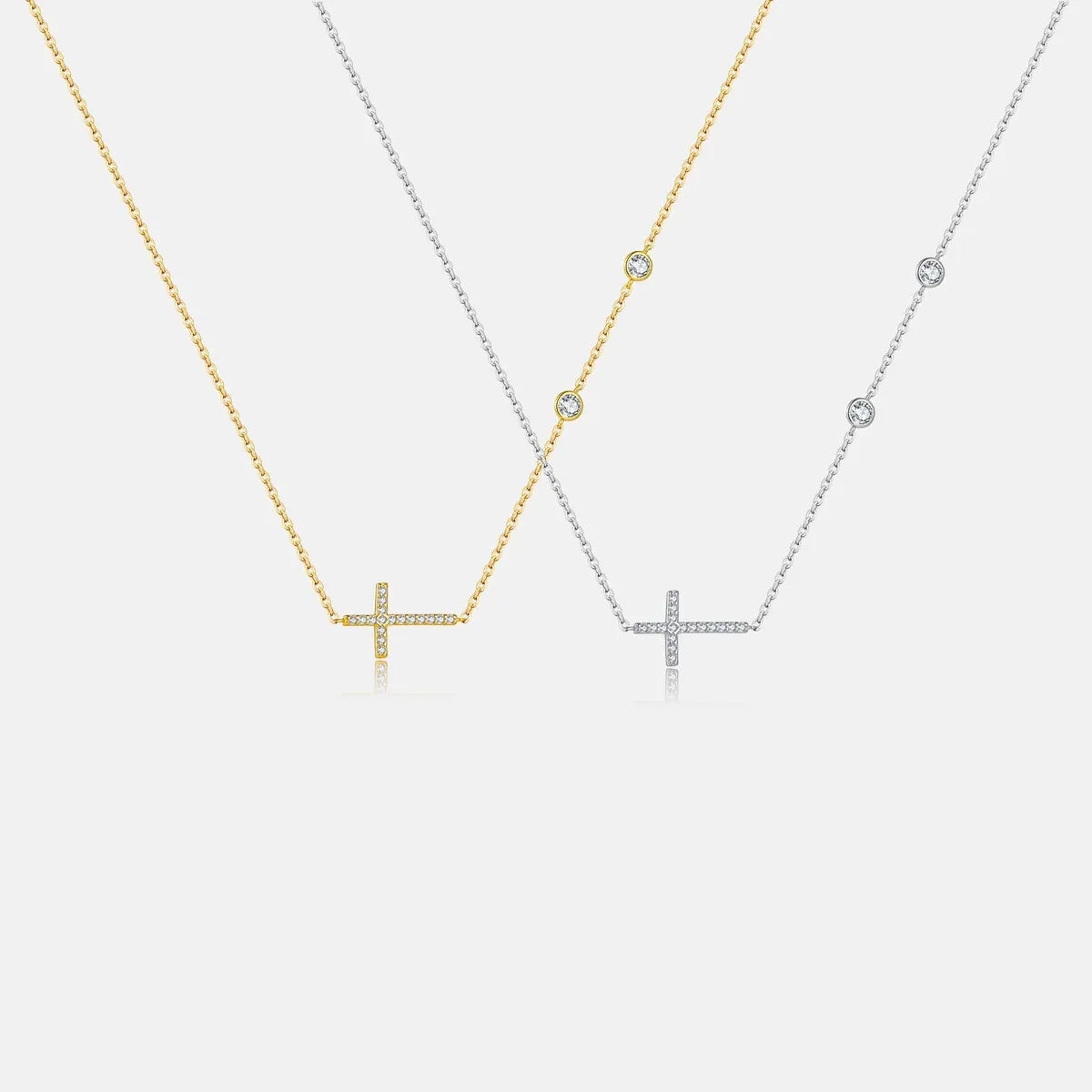 Simple Gold Necklaces-Sterling Silver Simple Style Classic Style Inlay Solid Color Rhinestones Pendant Necklace