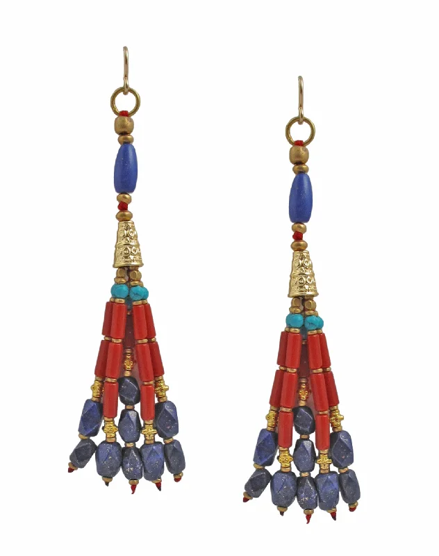 Crystal Dangle Earrings-Ethnic Tassel Earrings