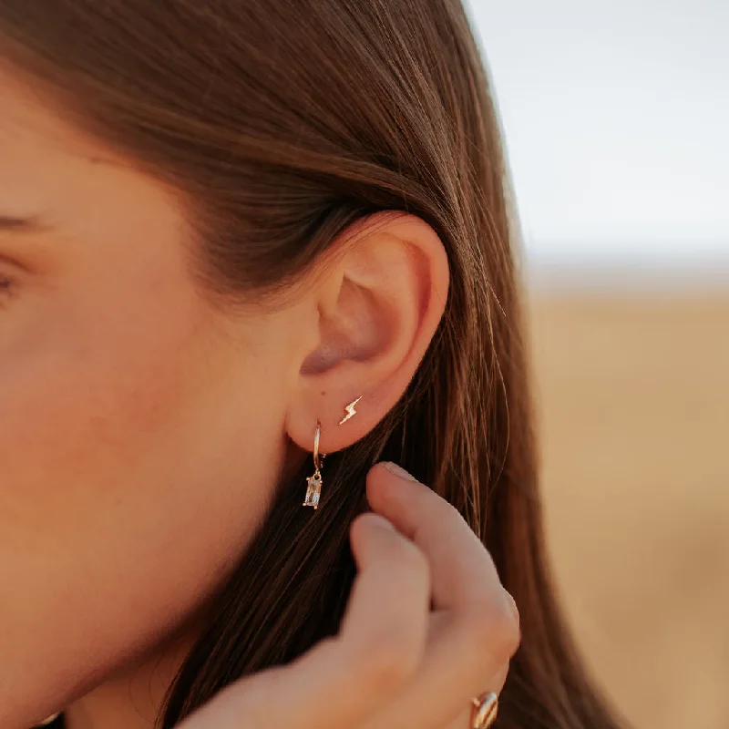 Amethyst Earrings-Lightning Studs