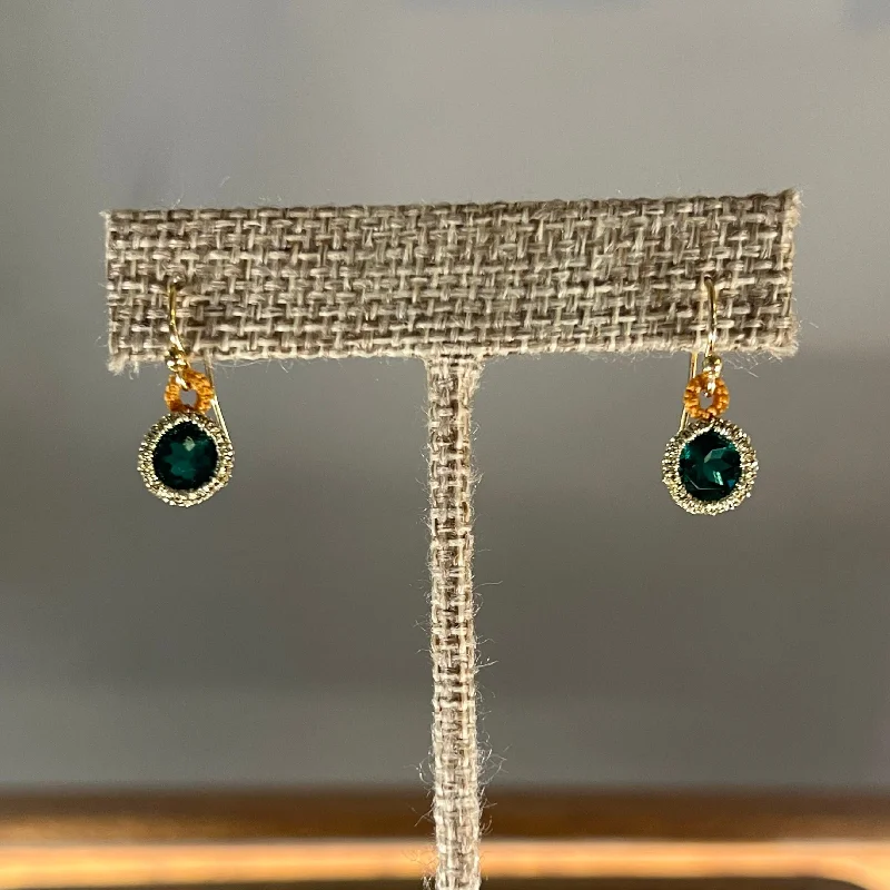 Wooden Earrings-Caged Green Chrome Drops