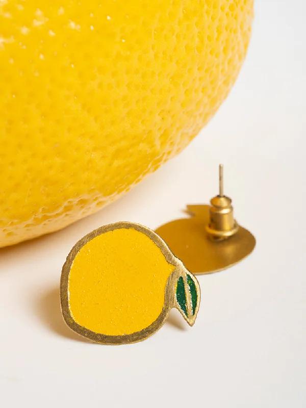 Gold Wire Earrings-Lemon Studs - Gold