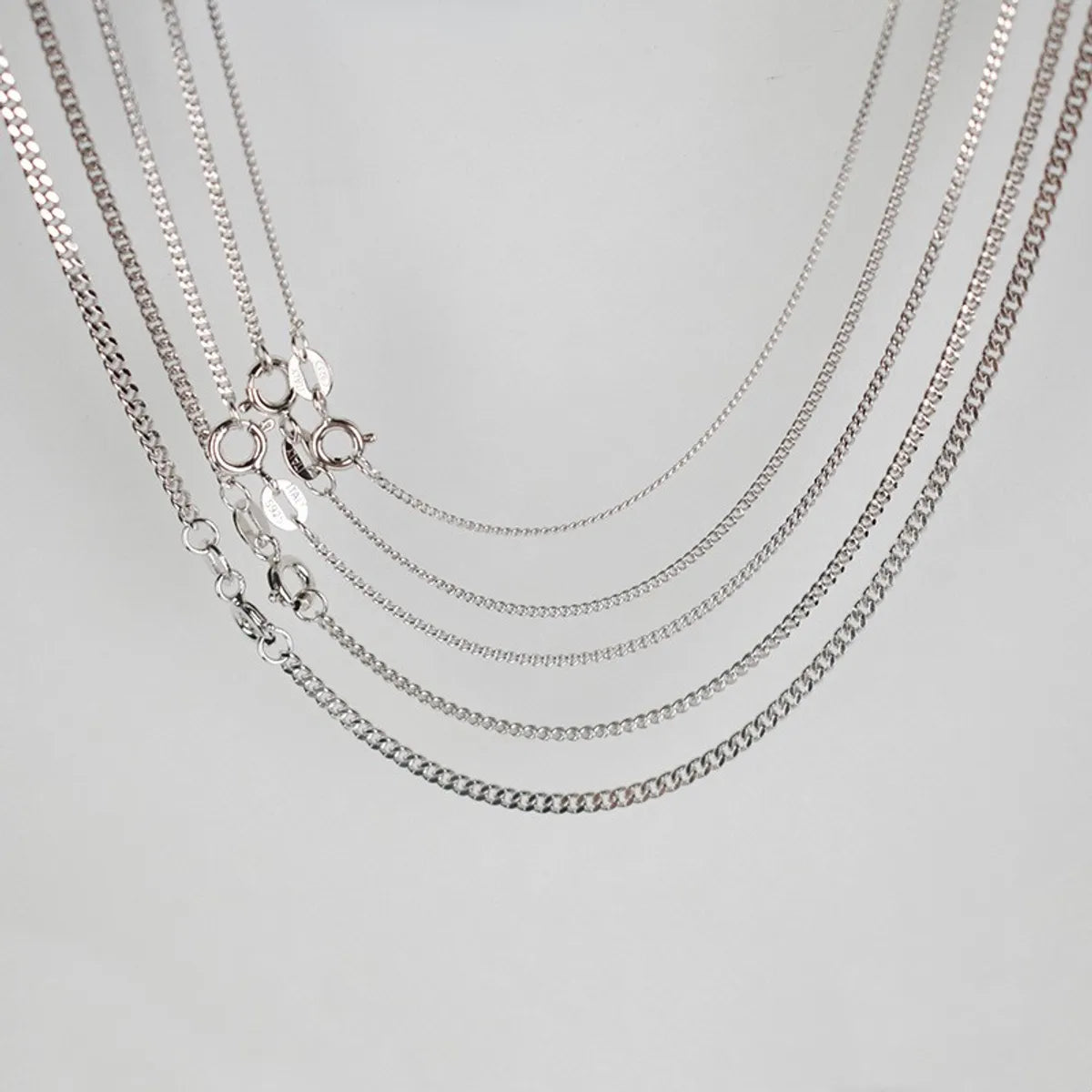 Real Gold Necklaces-Fashion Simple Style Geometric Sterling Silver Plating Metal Chain Necklace