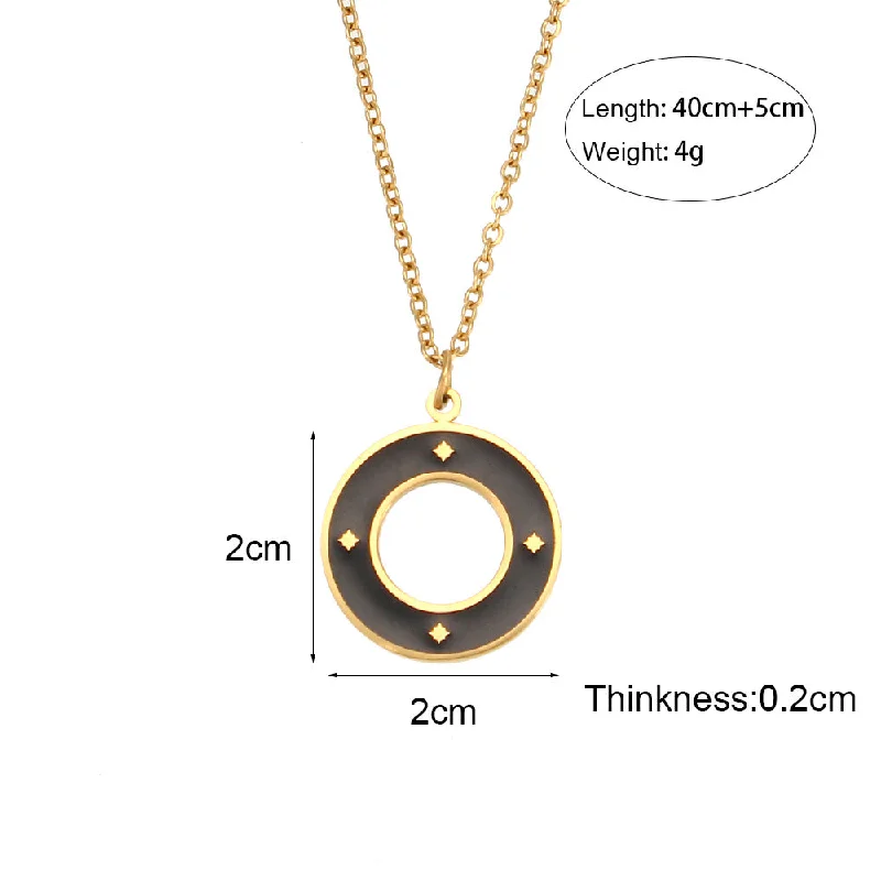 Dropping Oil Radiance Ring Pendant Necklace - Black