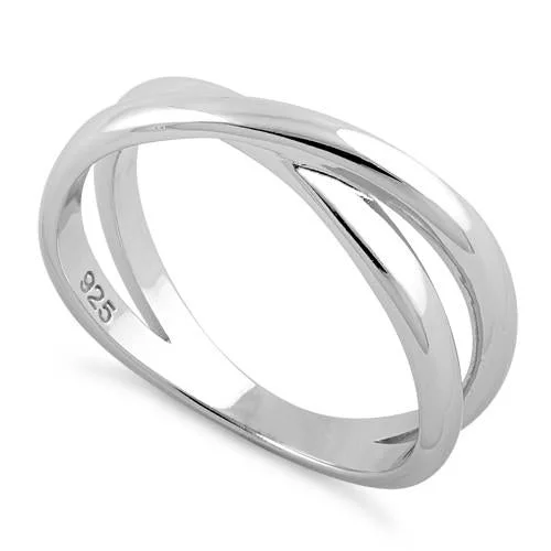 Women’s Engagement Rings-Sterling Silver Double Overlapping Ring