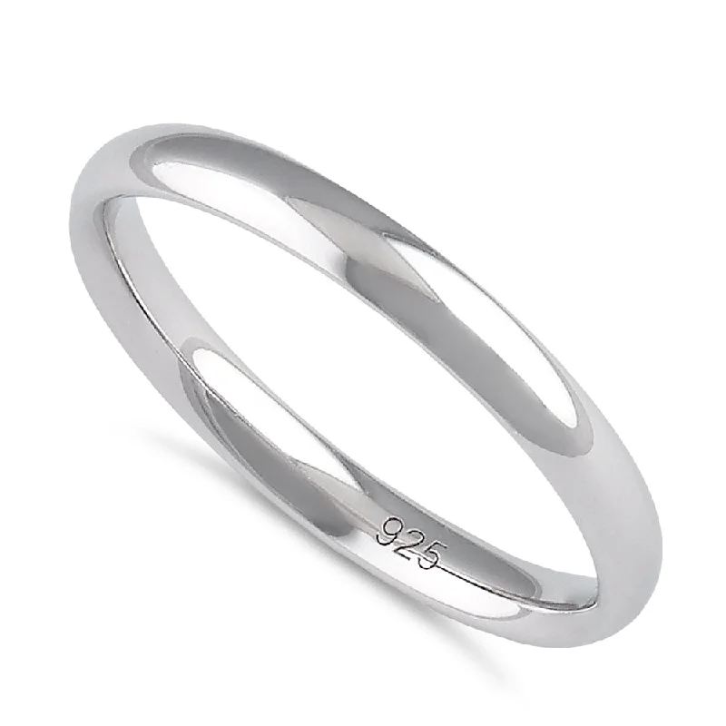 Simple Wedding Bands-Sterling Silver Wedding Band 2.5mm