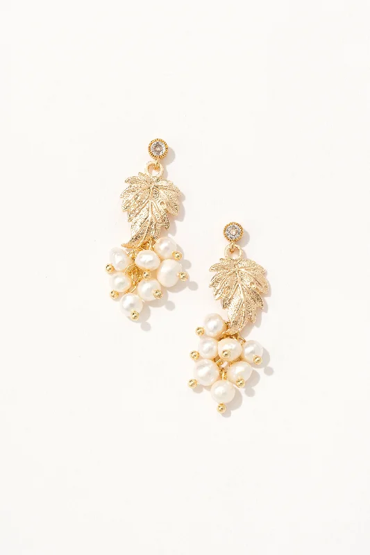 Star Earrings-Grapevine Cluster Pearl Drop Earrings