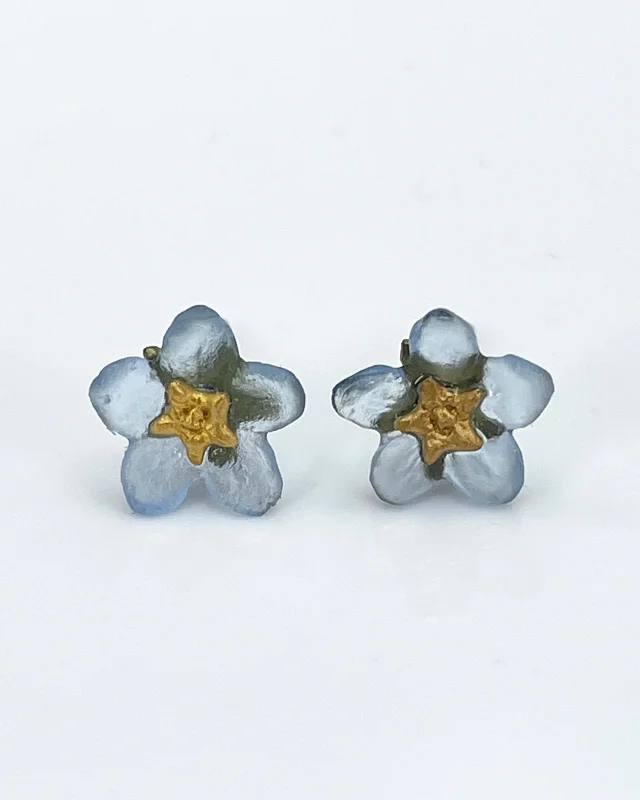 Colored Stone Earrings-Forget Me Not Flower Earrings