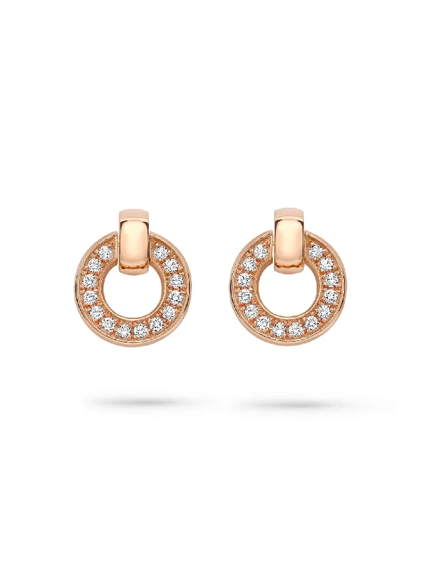 Leather Earrings-Roulette Rose Gold Diamond Flip Earrings