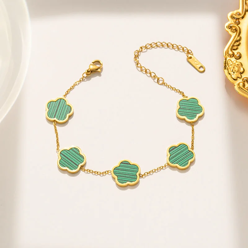 967 Green Shell Bracelet Gold