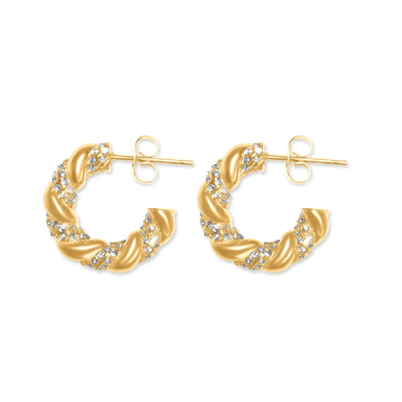 White Earrings-Diamond Twist Earrings