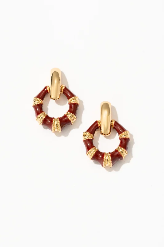 Golden Hoop Earrings-Ankola Red Hoop Stud Earrings