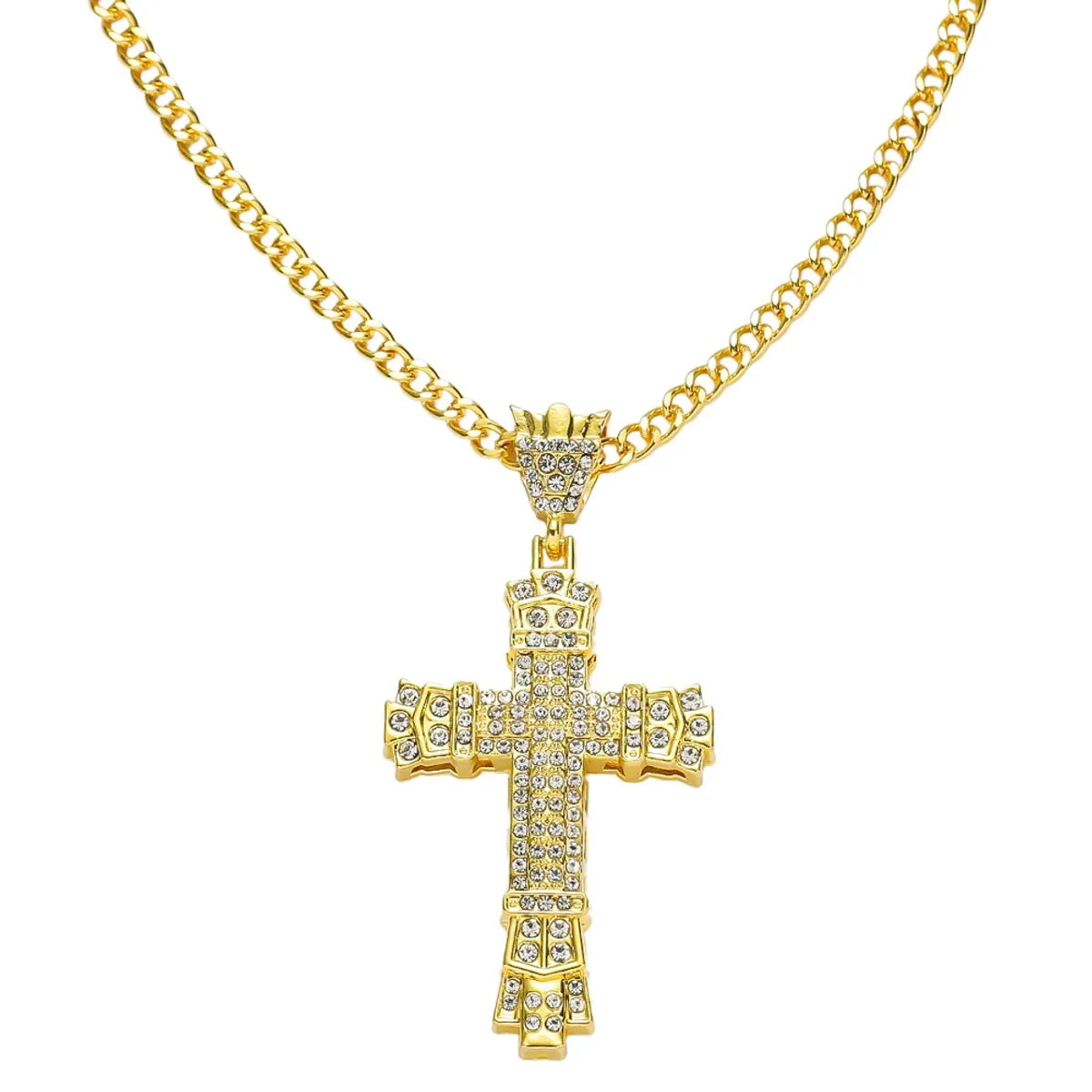 Gold (Cross)-58cm Cuban Link Chain