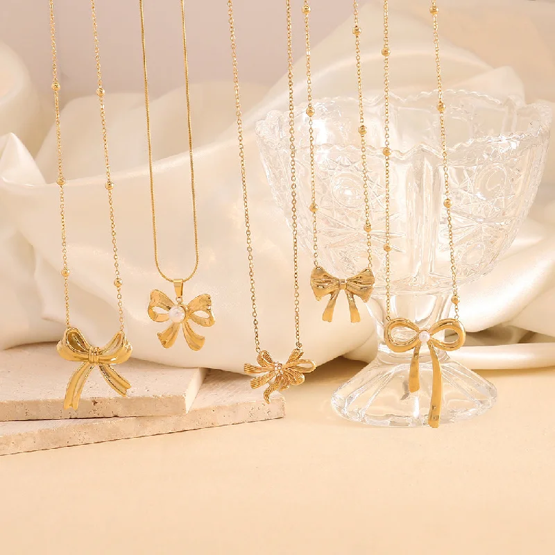 Layered Necklaces-Fashion Bowknot Bowknot Stainless Steel Electroplating Necklaces