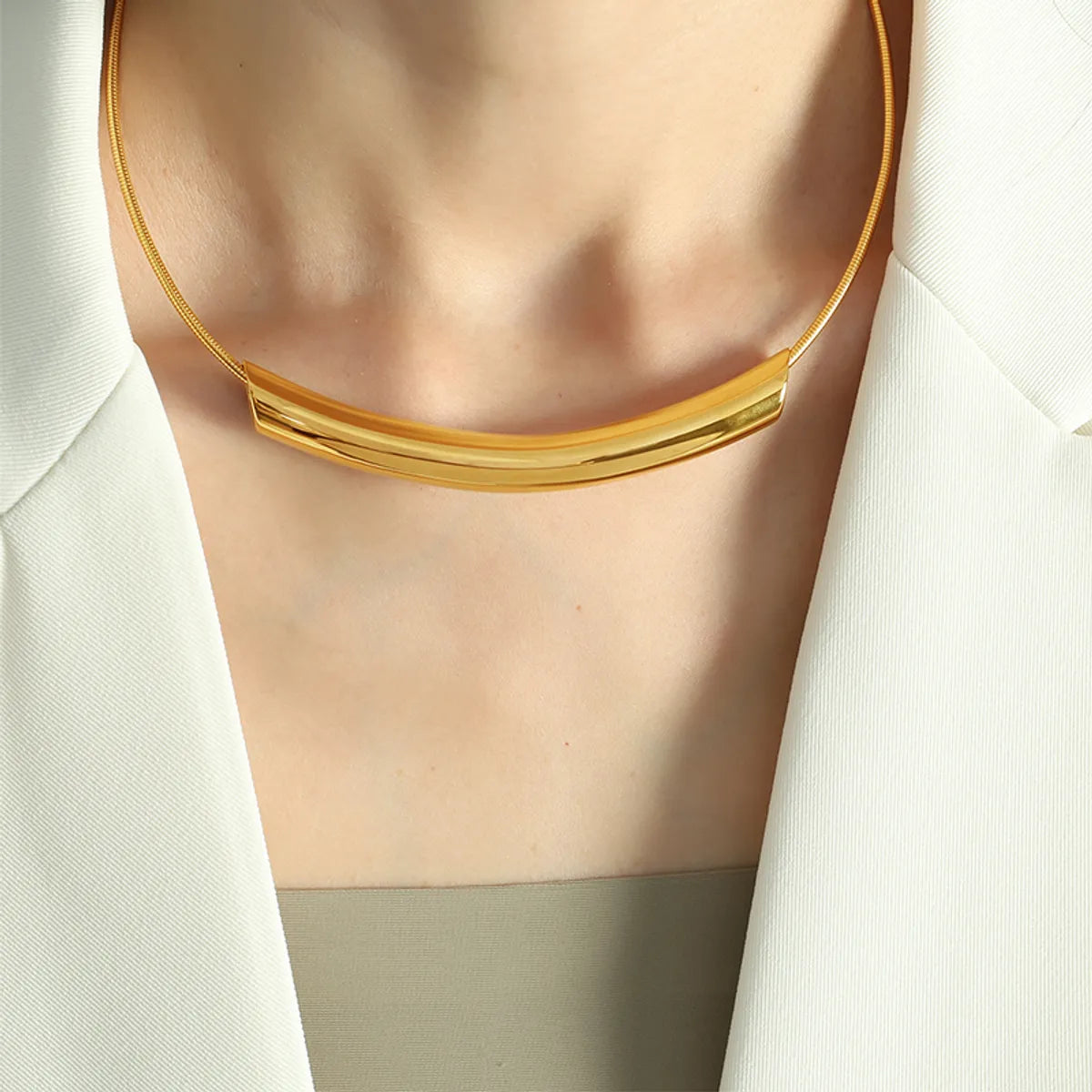 Multi-Strand Necklaces-Elegant Glam Retro Circle Titanium Steel Plating 18k Gold Plated Choker